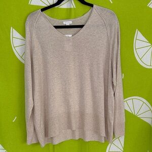 J. Jill Neutral Beige V-Neck Lightweight Pullover